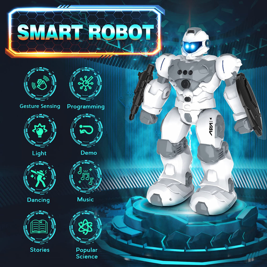 VAV Remote Control Robot Toy - Rechargeable, Programmable, Multicolor, Large, Model BG1528 for Kids 6-10 Years Old