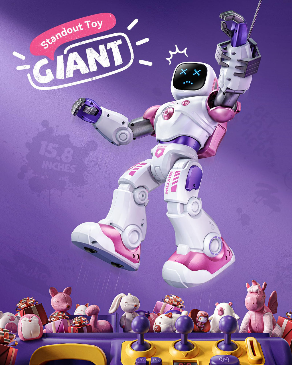 Ruko 1088 Smart Robot Toy for Kids, Large Interactive RC Robot, Voice & App Control, Extra Large, Pink