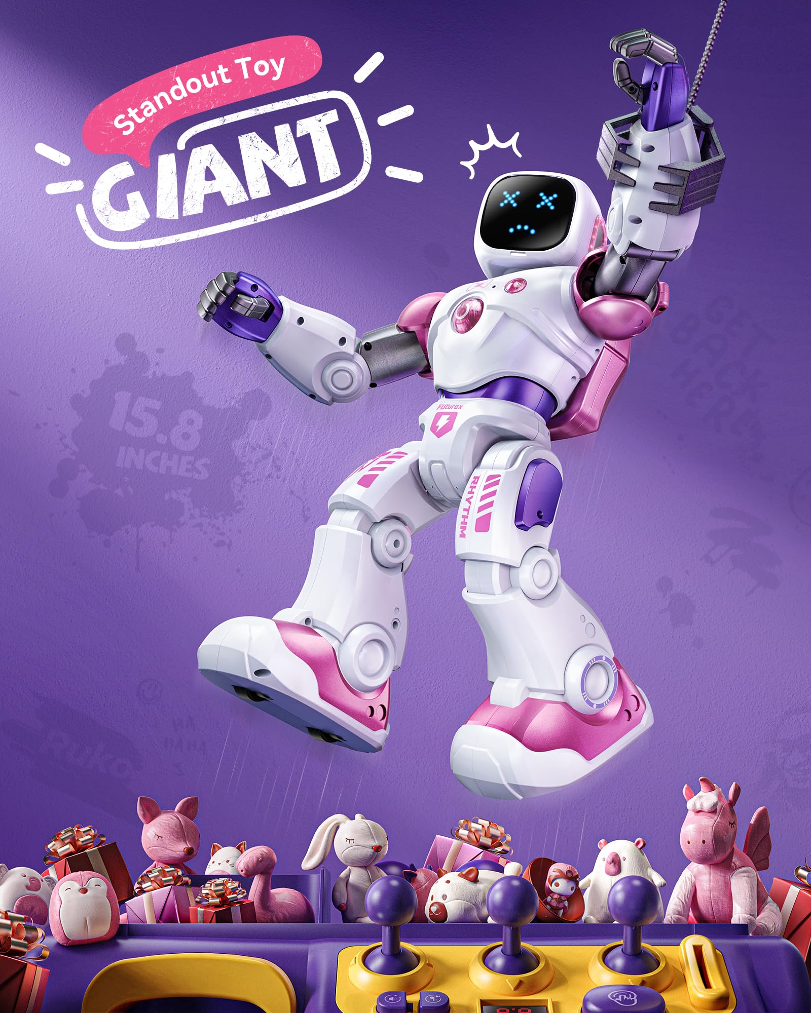 Ruko 1088 Smart Robot Toy for Kids, Large Interactive RC Robot, Voice & App Control, Extra Large, Pink