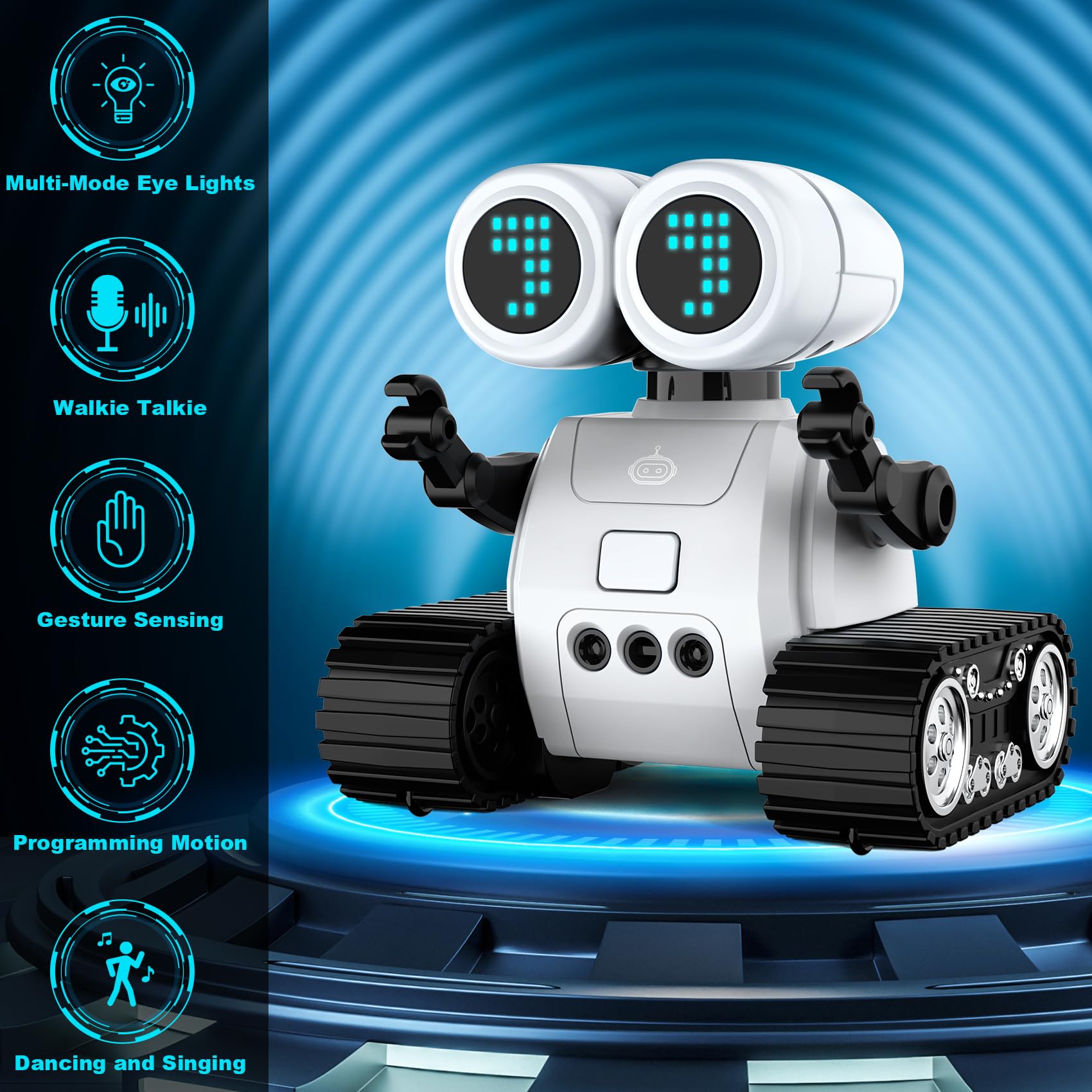 Hamourd Robot Toys for 3 Years Old Boys Girls- Robots with Walkie-Talkie Function, Gesture Sensing, Flexible Head & Arms, Progra