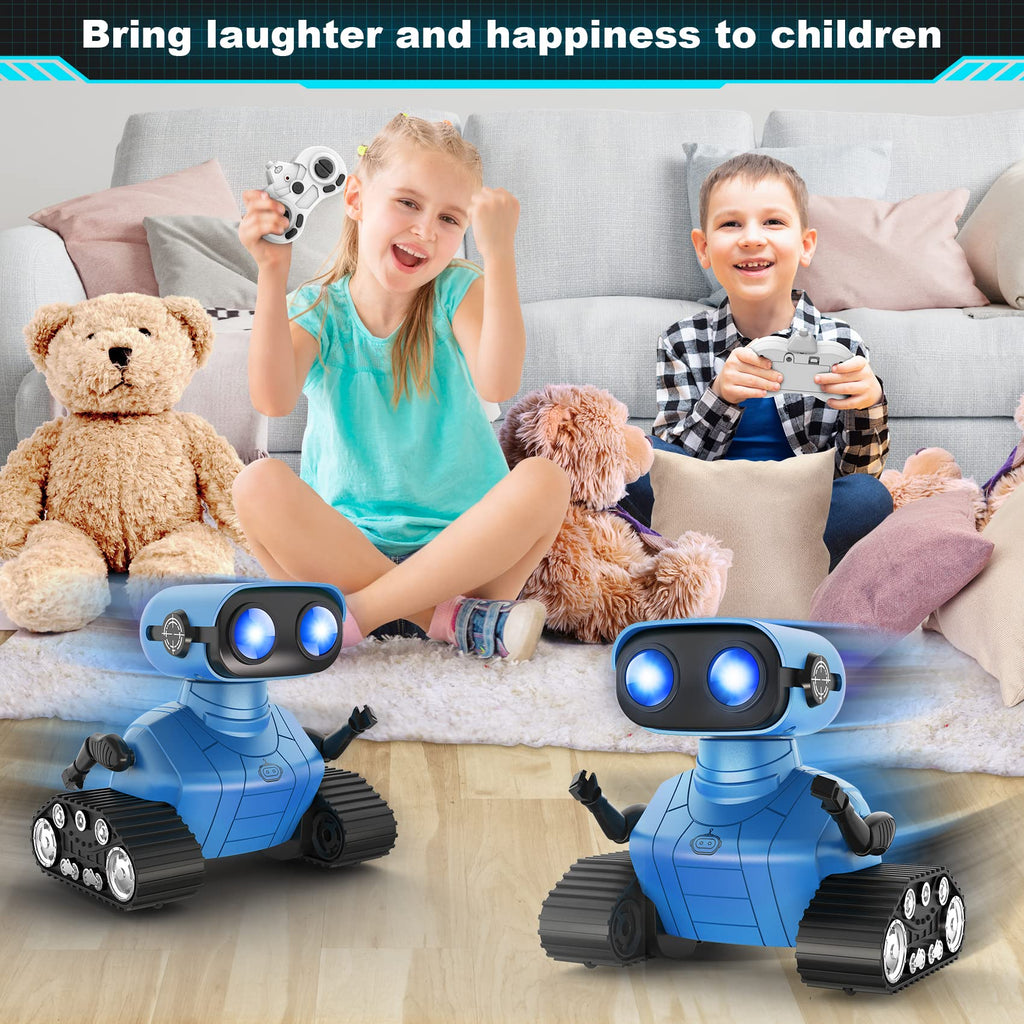 Hamourd Emo Robot Toy for Kids, Rechargeable RC with Dance Moves, LED Eyes, Blue, Standard Size, Model SQN-008
