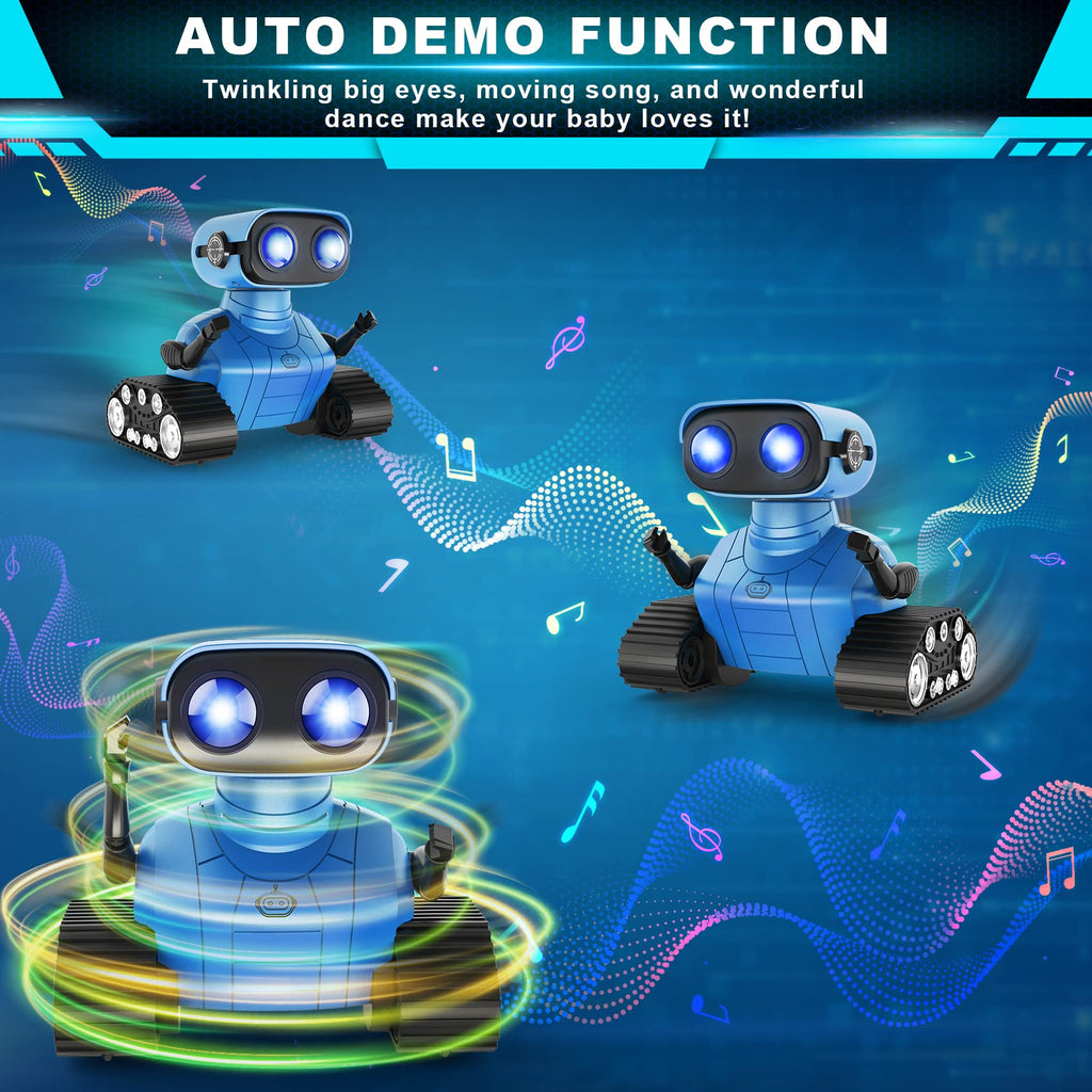 Hamourd Emo Robot Toy for Kids, Rechargeable RC with Dance Moves, LED Eyes, Blue, Standard Size, Model SQN-008