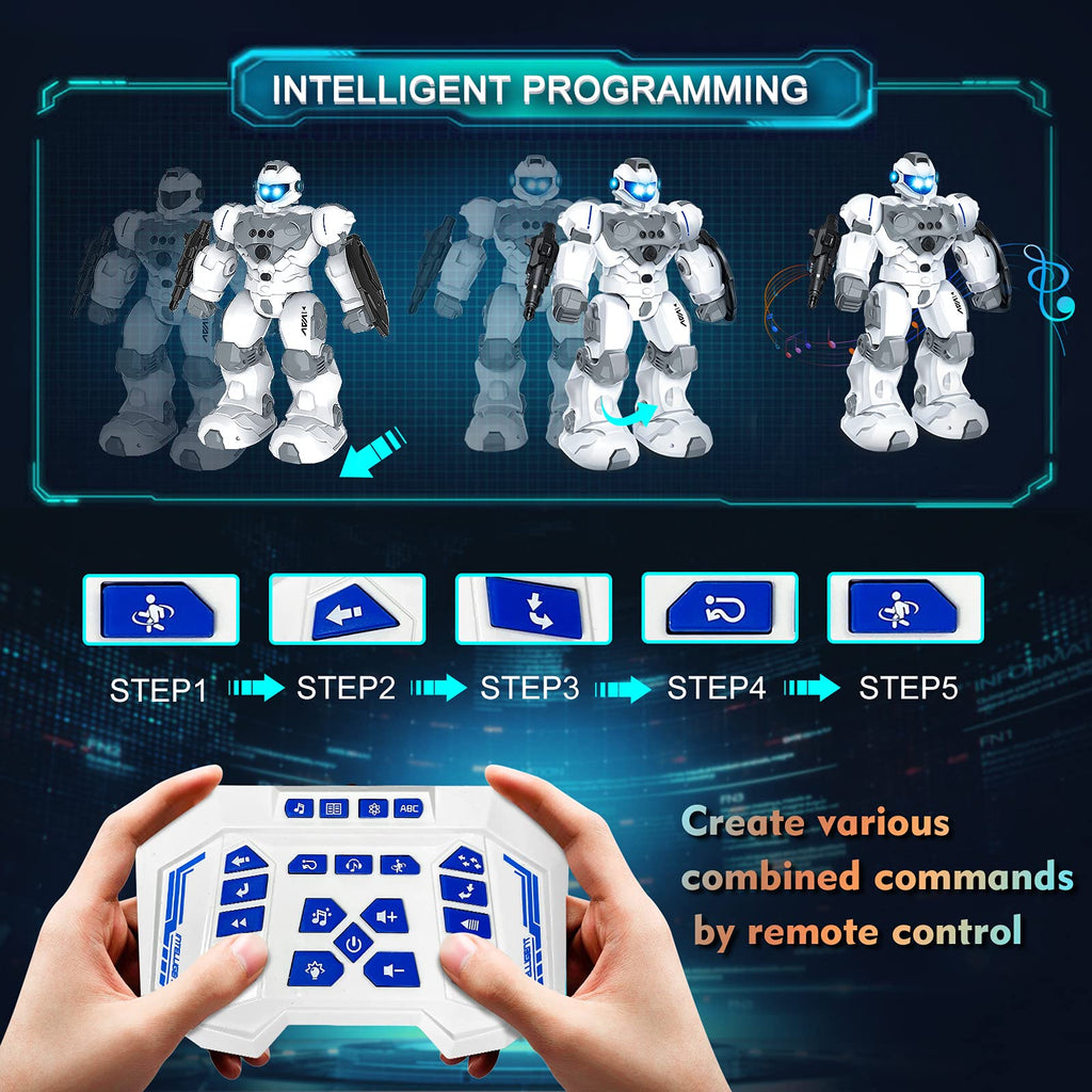VAV Remote Control Robot Toy - Rechargeable, Programmable, Multicolor, Large, Model BG1528 for Kids 6-10 Years Old