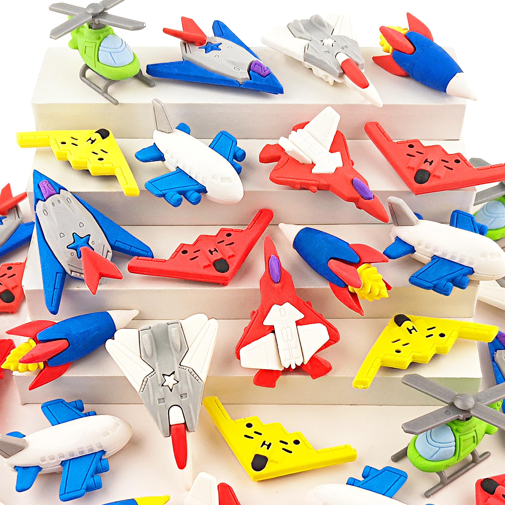 Satomoto 32 Pcs Aircraft Puzzle Erasers - 3D Rocket Pencil Erasers for Kids, Classroom Prizes, Treasure Box, Game Rewards, Aircraft-40