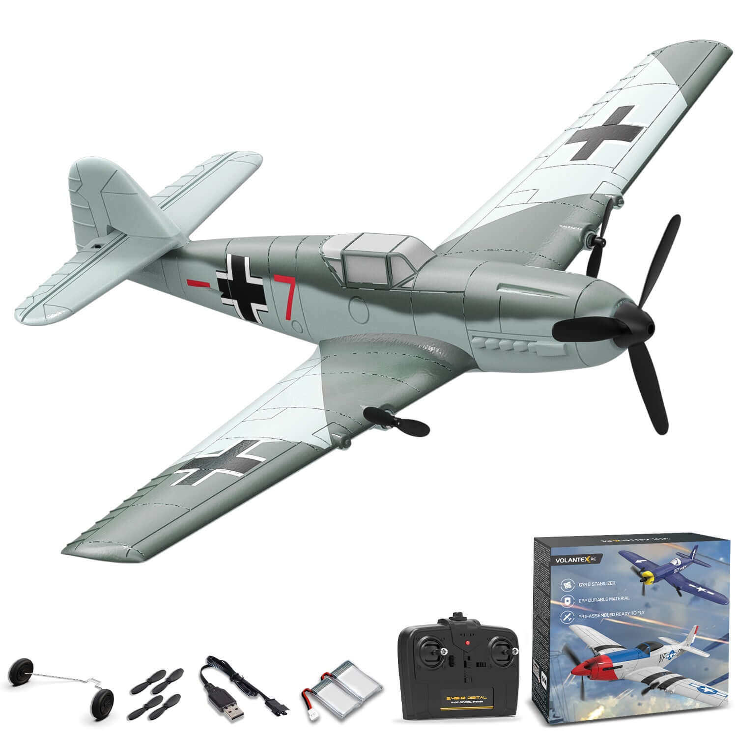 Volantex RC BF109 E 3CH RTF w/ Gyro, EPP, Grey, Beginner-Friendly