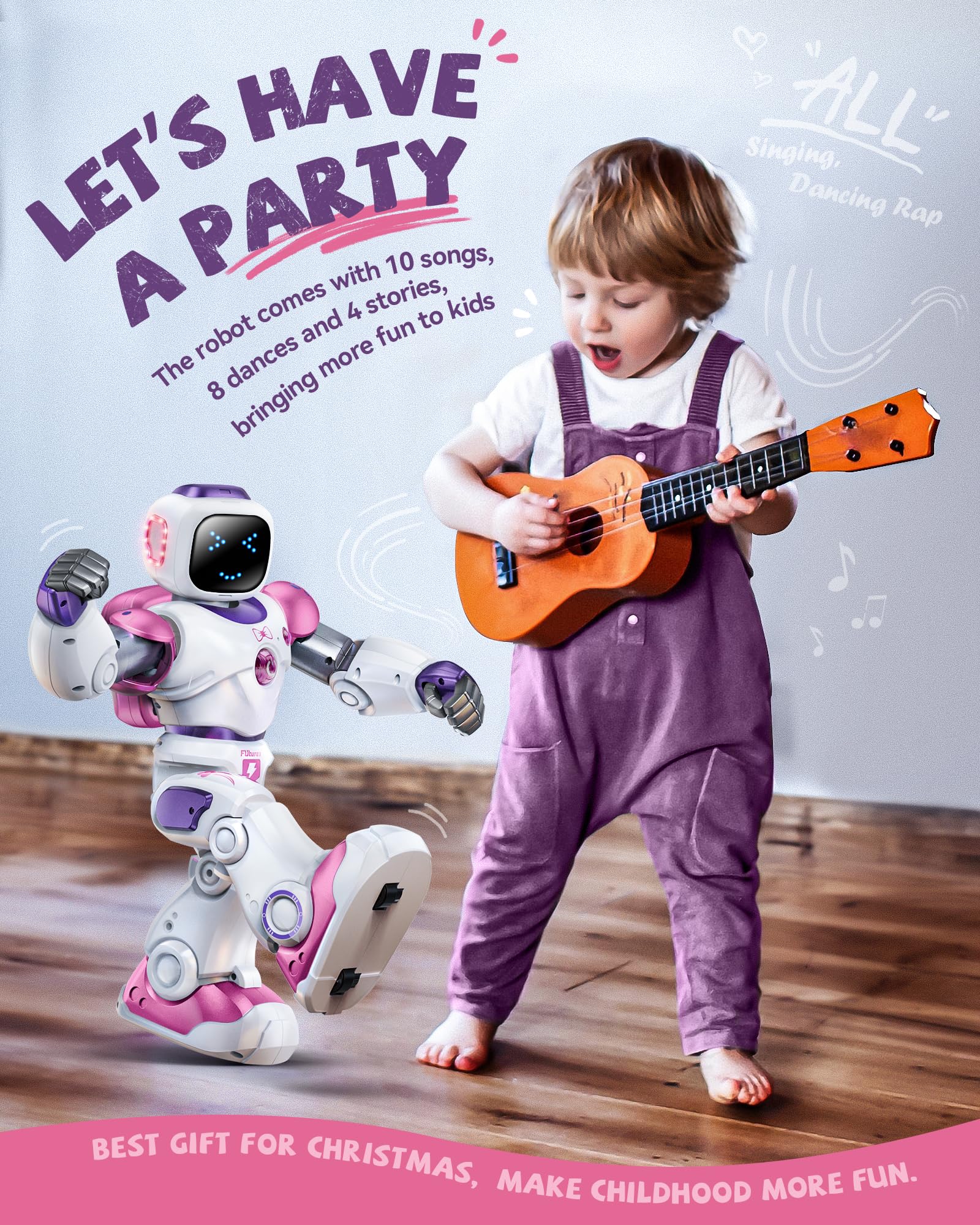 Ruko 1088 Smart Robot Toy for Kids, Large Interactive RC Robot, Voice & App Control, Extra Large, Pink