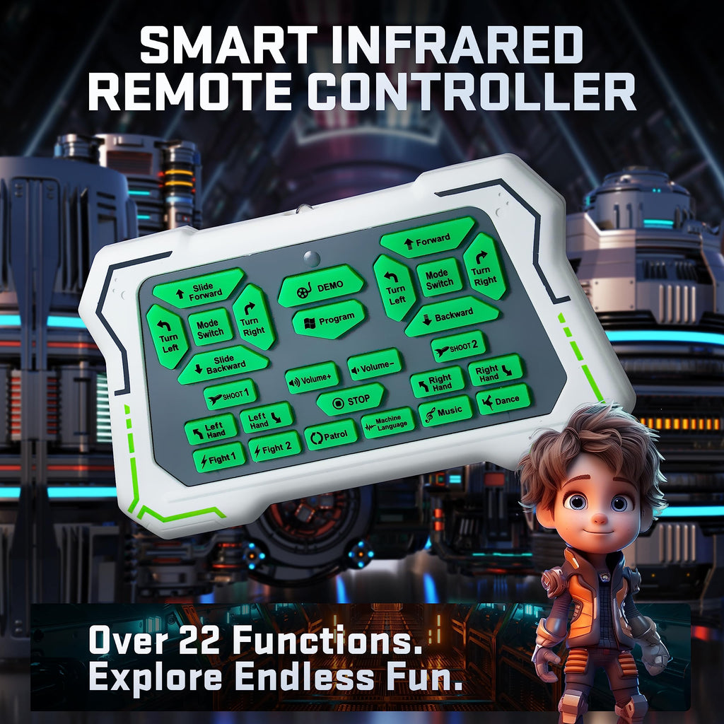 BEZGAR TR300 Robot Toy - Smart Programmable Dancing Robot, 22 Actions, Black, for Kids Ages 3-8