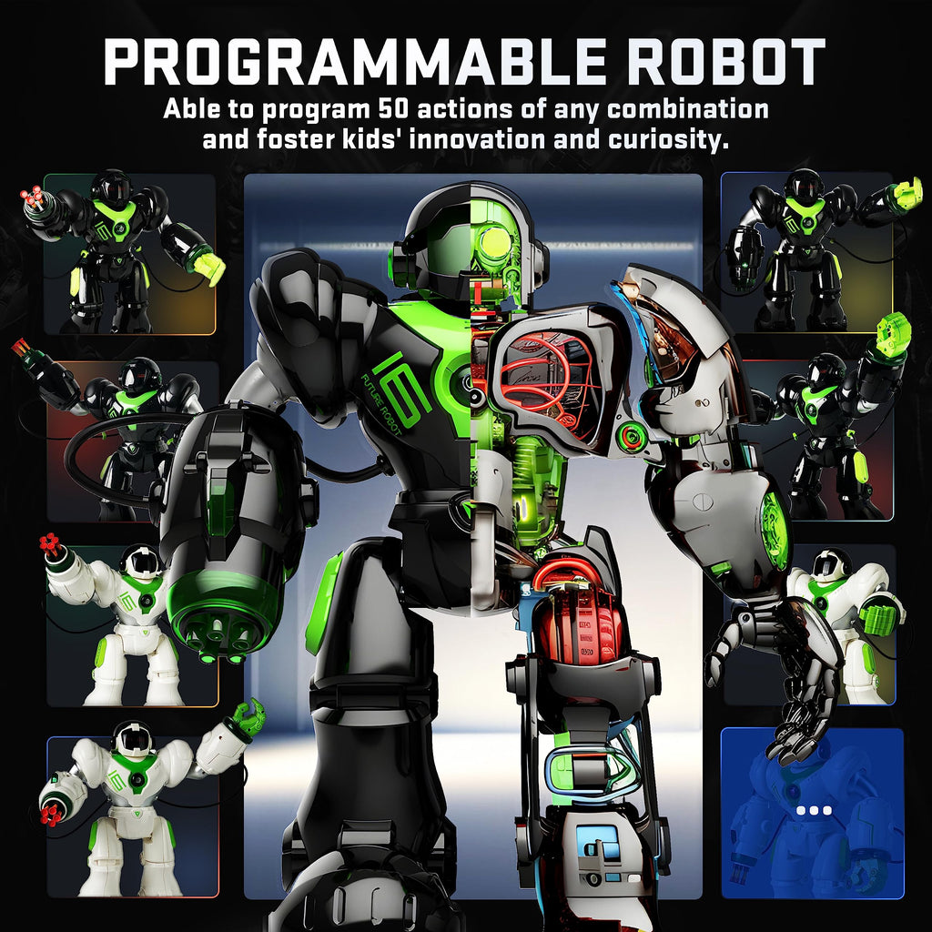 BEZGAR TR300 Robot Toy - Smart Programmable Dancing Robot, 22 Actions, Black, for Kids Ages 3-8