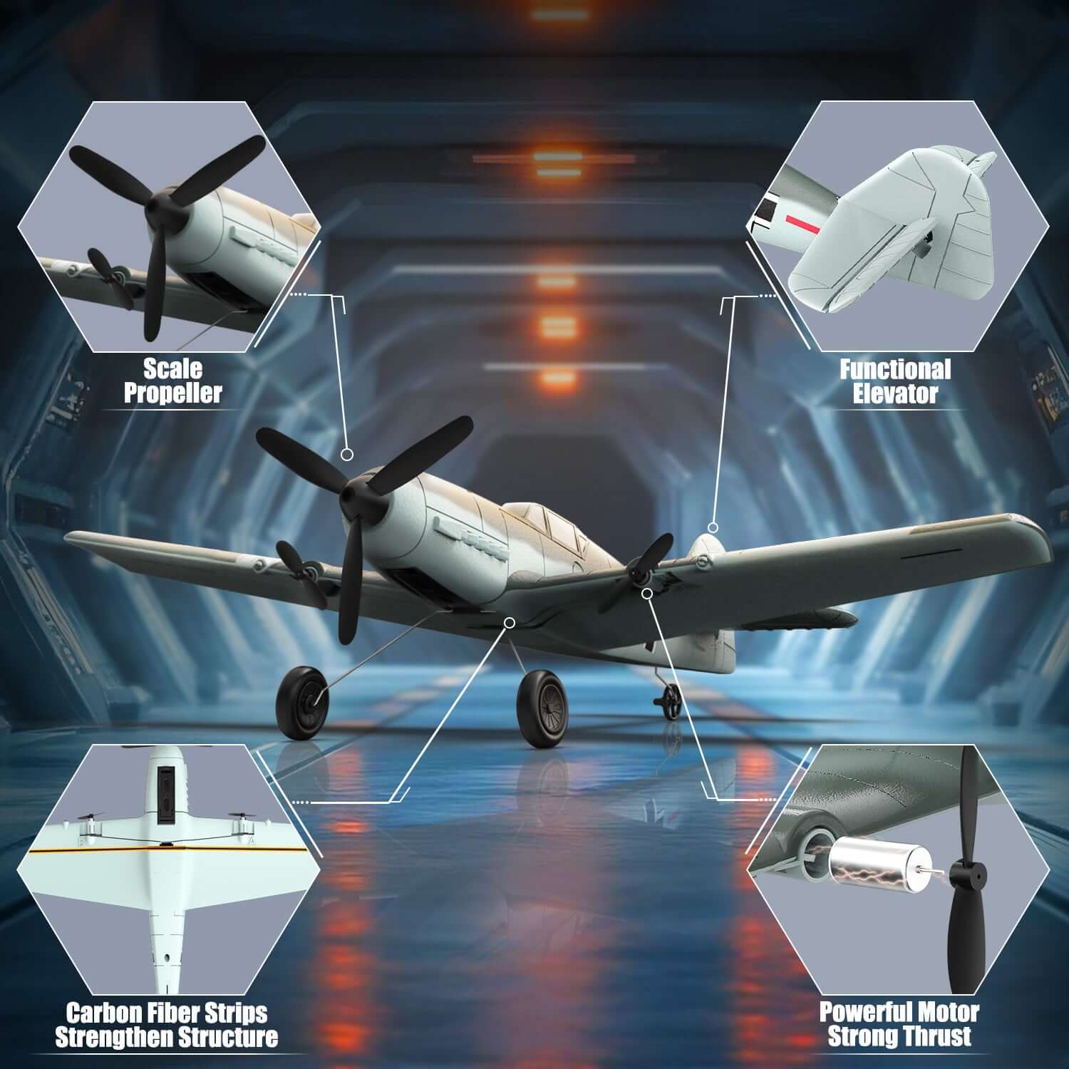 Volantex RC BF109 E 3CH RTF w/ Gyro, EPP, Grey, Beginner-Friendly