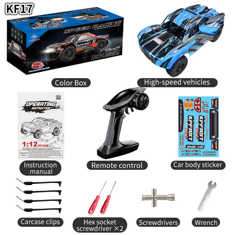 KF17 1:12 Brushless RC Truck – 70km/h 4WD Off-Road Racer