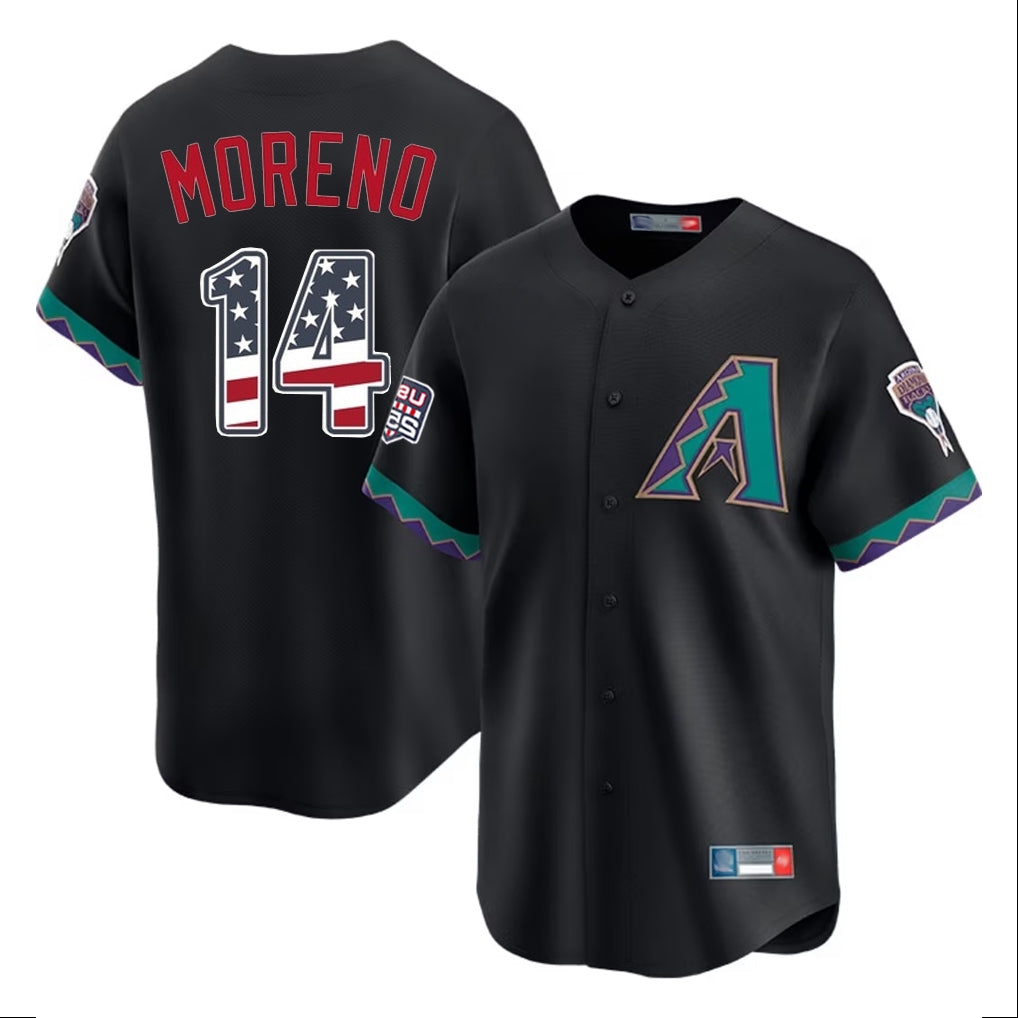 Arizona Diamondbacks #14 Gabriel Moreno Player Black USA 250 Fourth of July Home Game Stitched Baseball Jersey
