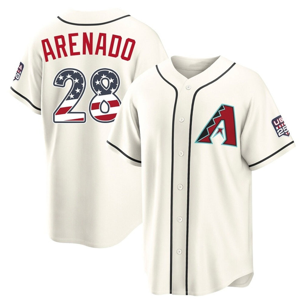 Arizona Diamondbacks #28 Nolan Arenado Player Cream USA 250 Fourth of July Home Game Stitched Baseball Jersey