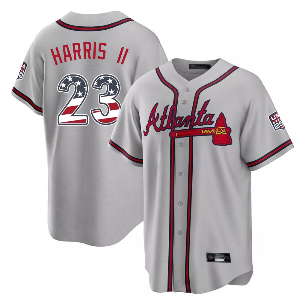Atlanta Braves #23 Michael Harris II Player Gray USA 250 Fourth Of July Limited Home Game Stitched Baseball Jersey