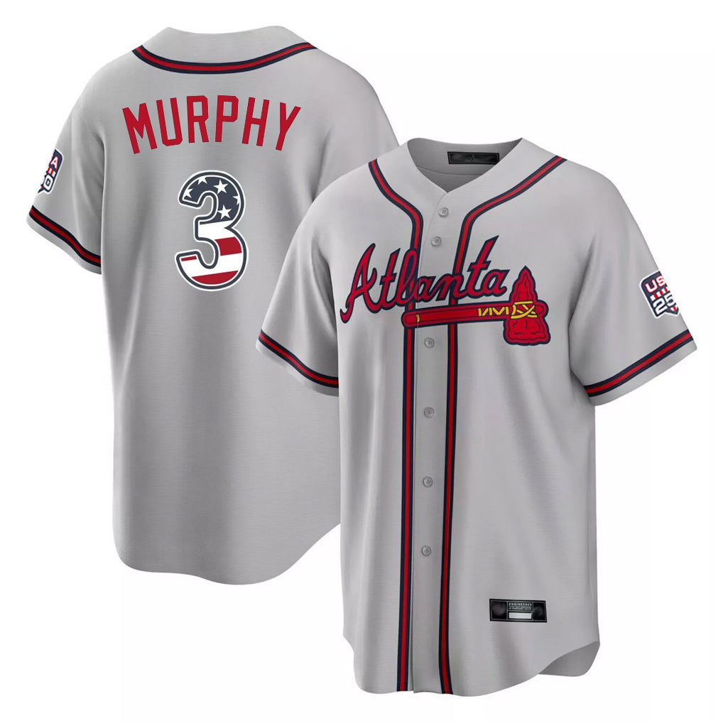 Atlanta Braves #3 Dale Murphy Player Gray USA 250 Fourth Of July Limited Home Game Stitched Baseball Jersey