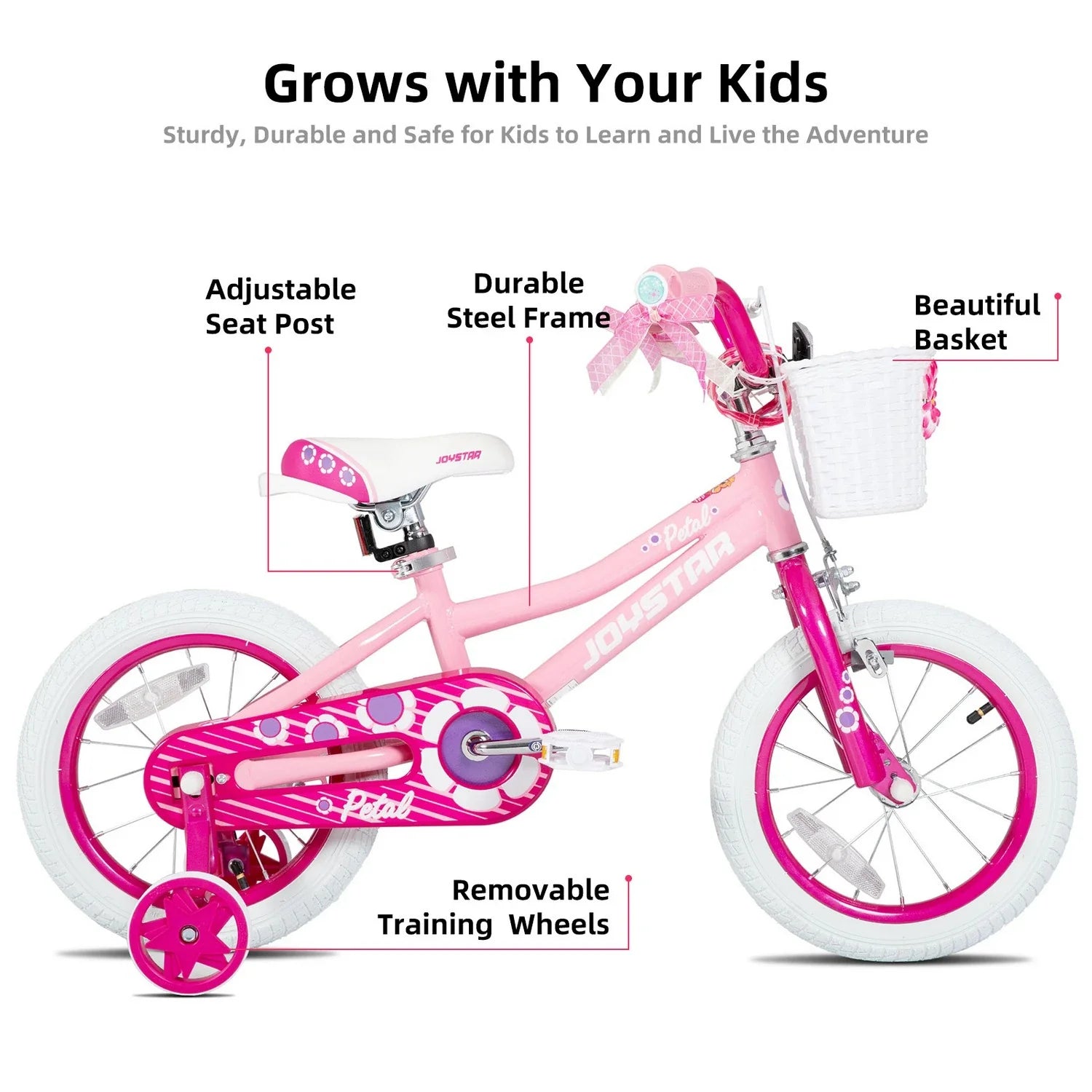 JOYSTAR Petal Girls Bike for Toddlers & Kids with Training Wheels