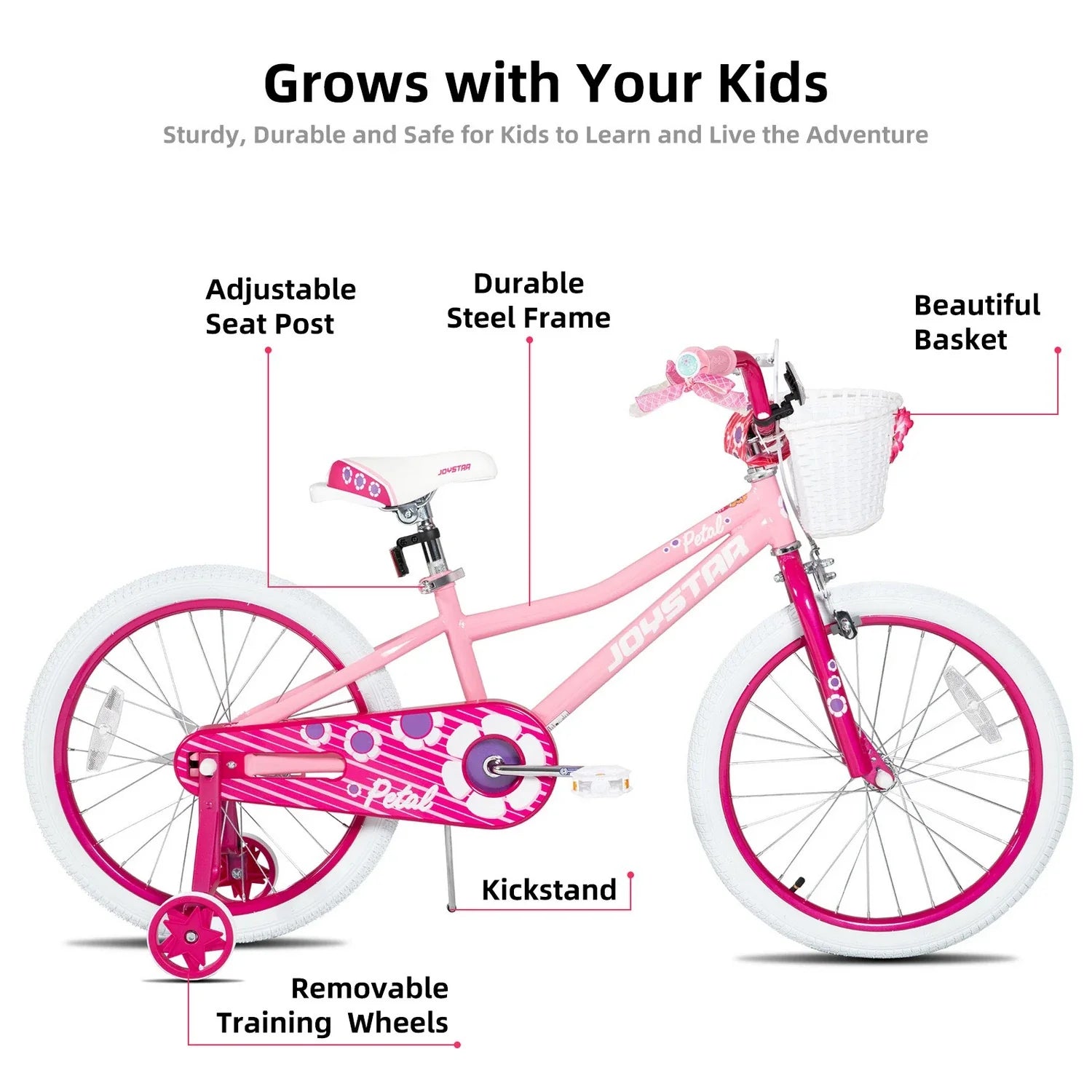 JOYSTAR Petal Girls Bike for Toddlers & Kids with Training Wheels