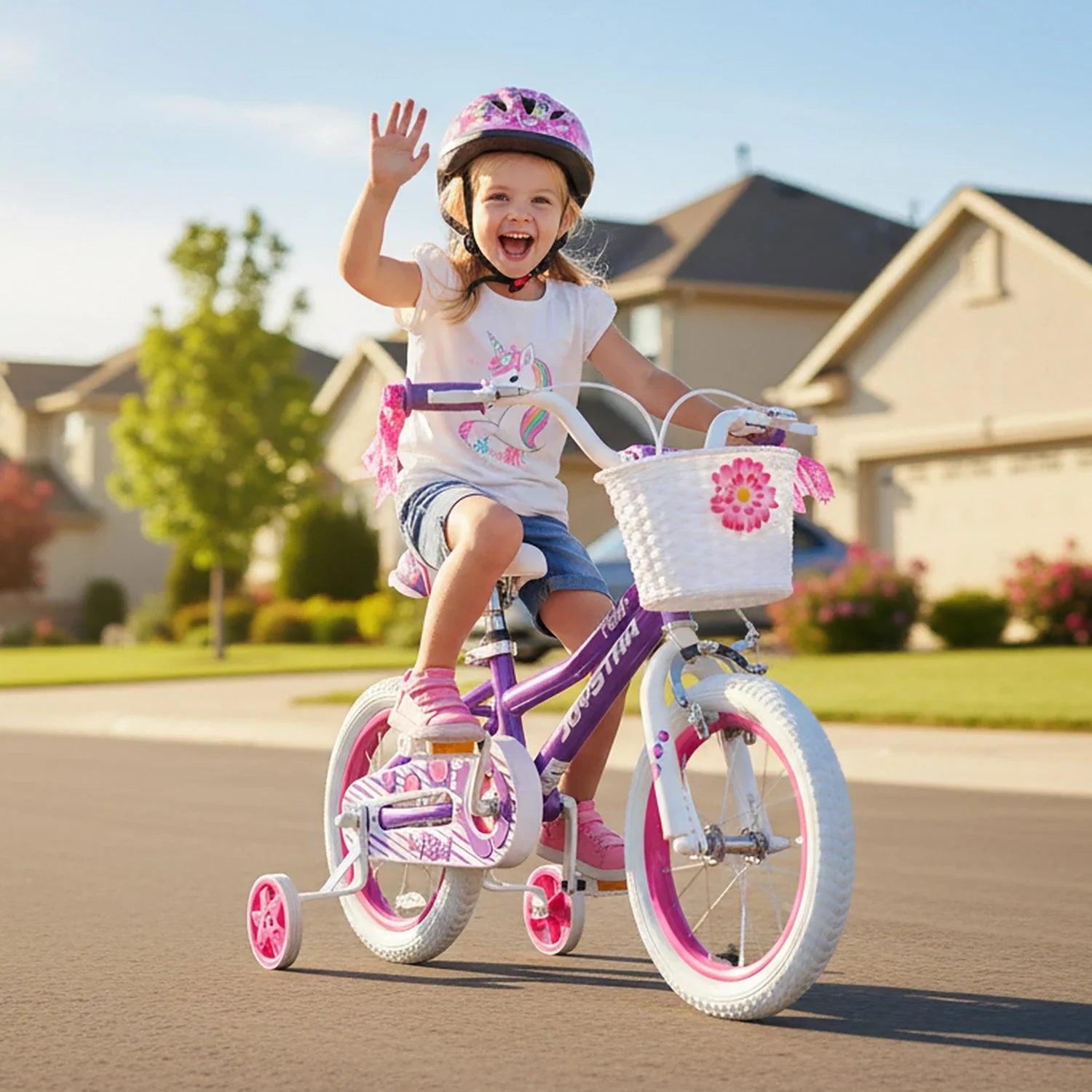 JOYSTAR Petal Girls Bike for Toddlers & Kids with Training Wheels
