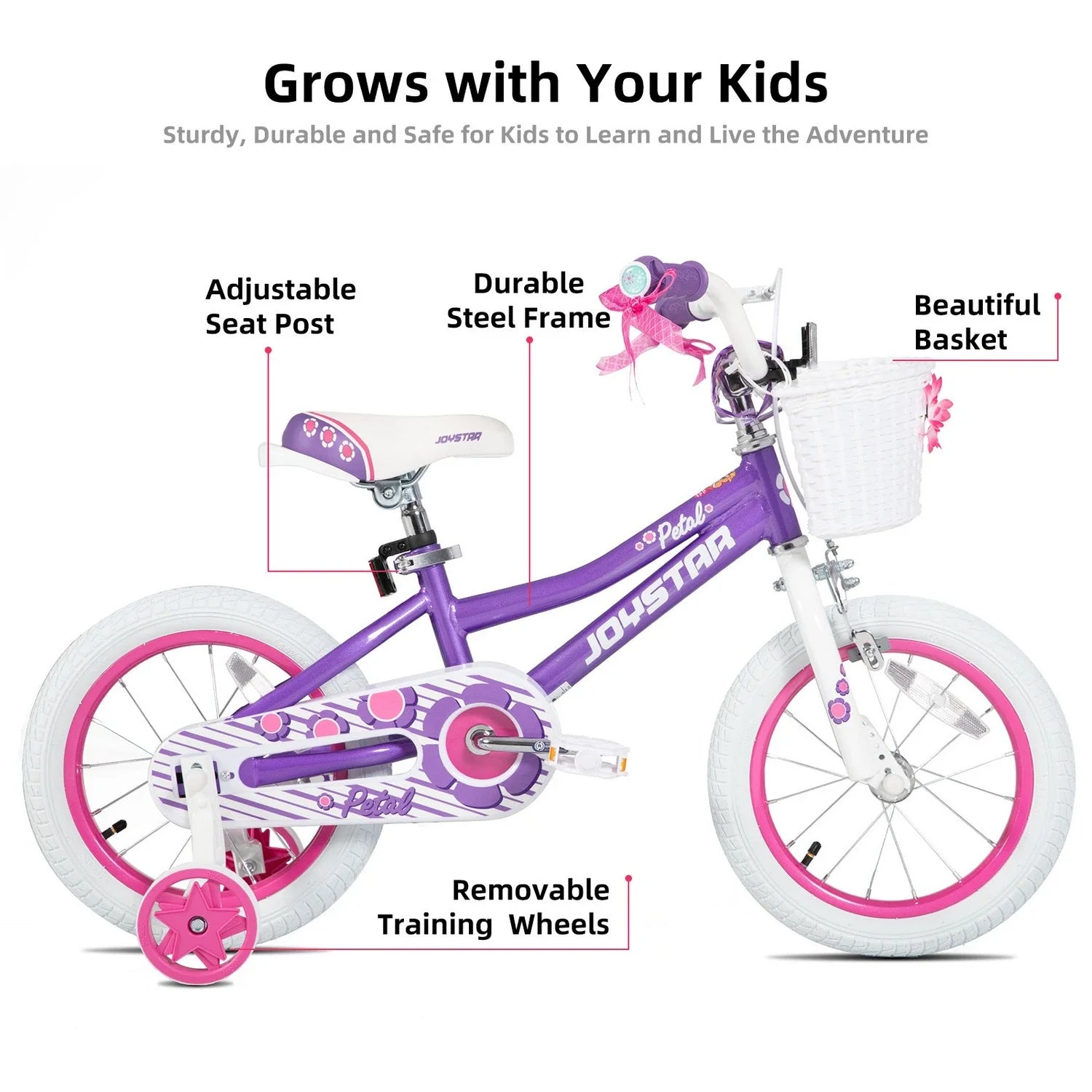 JOYSTAR Petal Girls Bike for Toddlers & Kids with Training Wheels