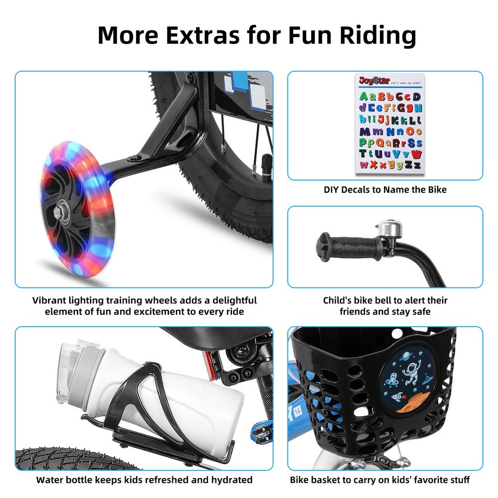 JOYSTAR Pluto 2.0 Kids Bike with Flash Training Wheels