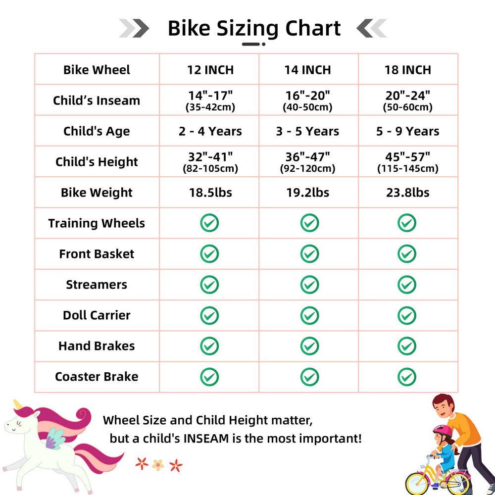 JOYSTAR Unicorn Girls Bike with Doll Carrier