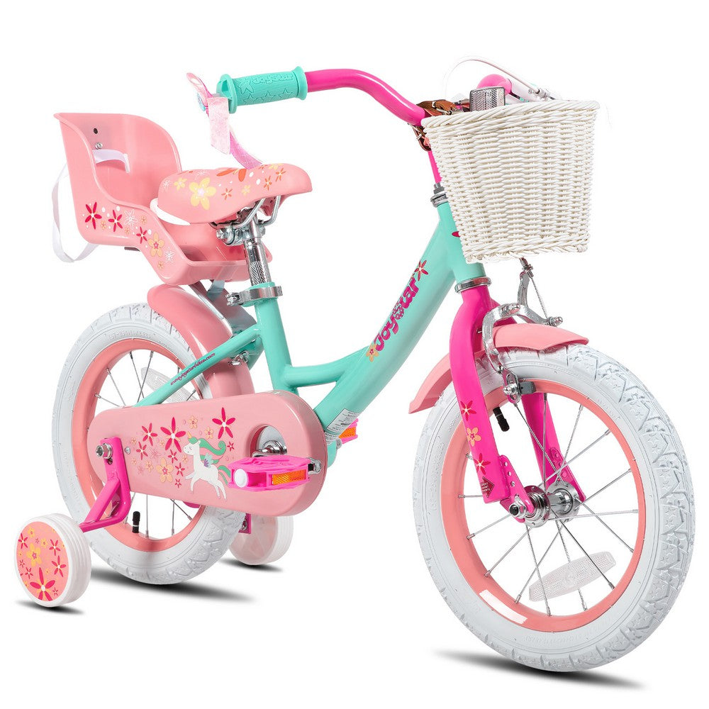 JOYSTAR Unicorn Girls Bike with Doll Carrier