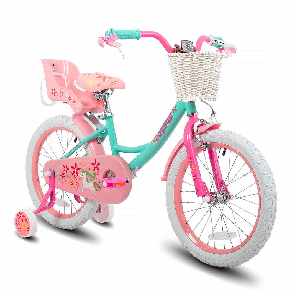 JOYSTAR Unicorn Girls Bike with Doll Carrier