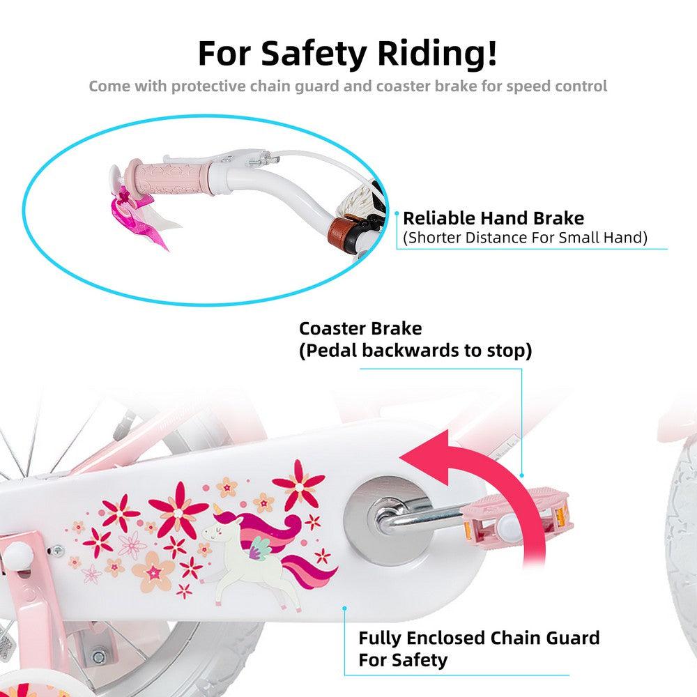 JOYSTAR Unicorn Girls Bike with Doll Carrier