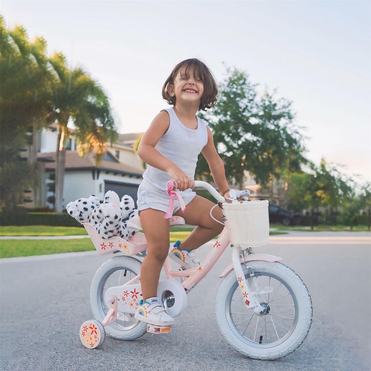 JOYSTAR Unicorn Girls Bike with Doll Carrier