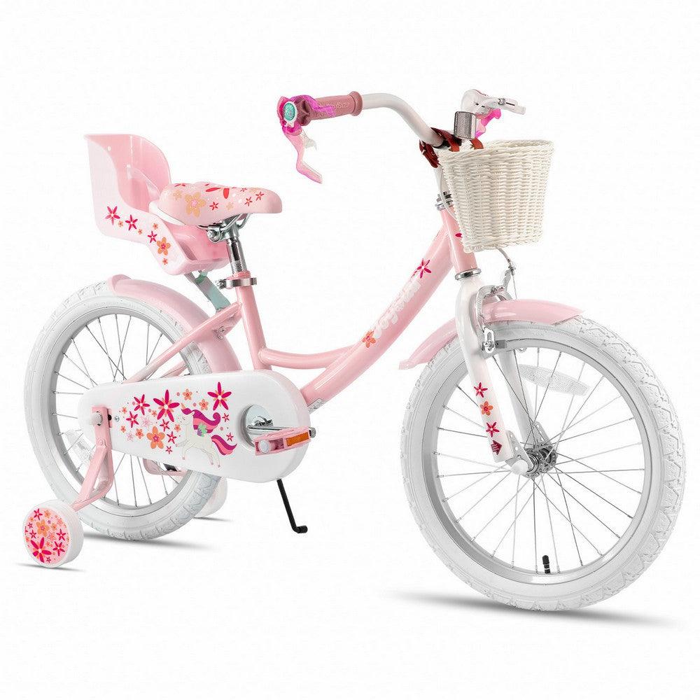 JOYSTAR Unicorn Girls Bike with Doll Carrier