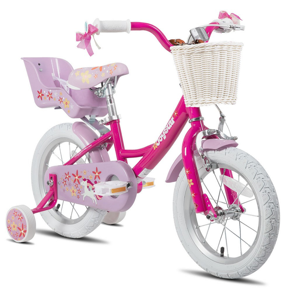 JOYSTAR Unicorn Girls Bike with Doll Carrier
