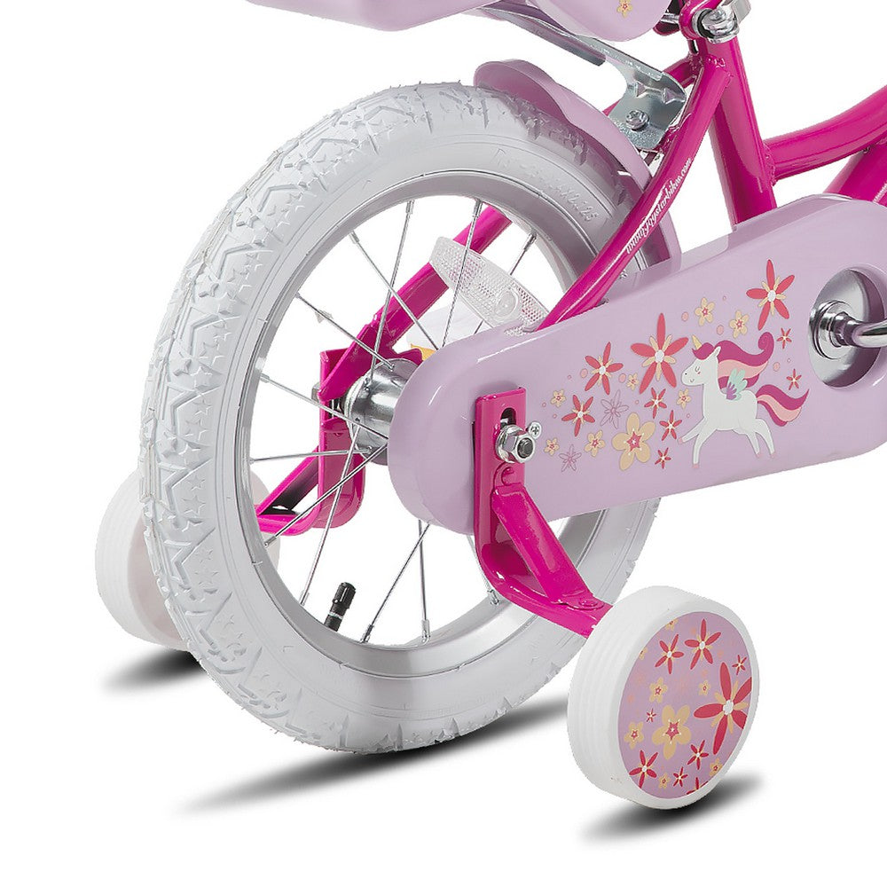 JOYSTAR Unicorn Girls Bike with Doll Carrier