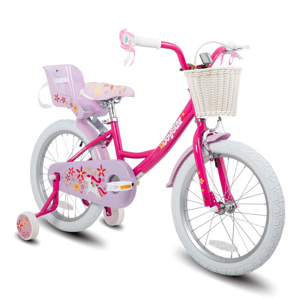 JOYSTAR Unicorn Girls Bike with Doll Carrier
