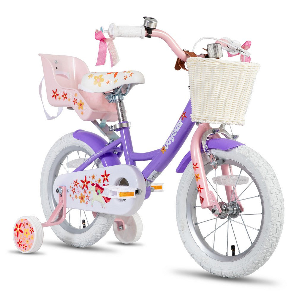 JOYSTAR Unicorn Girls Bike with Doll Carrier