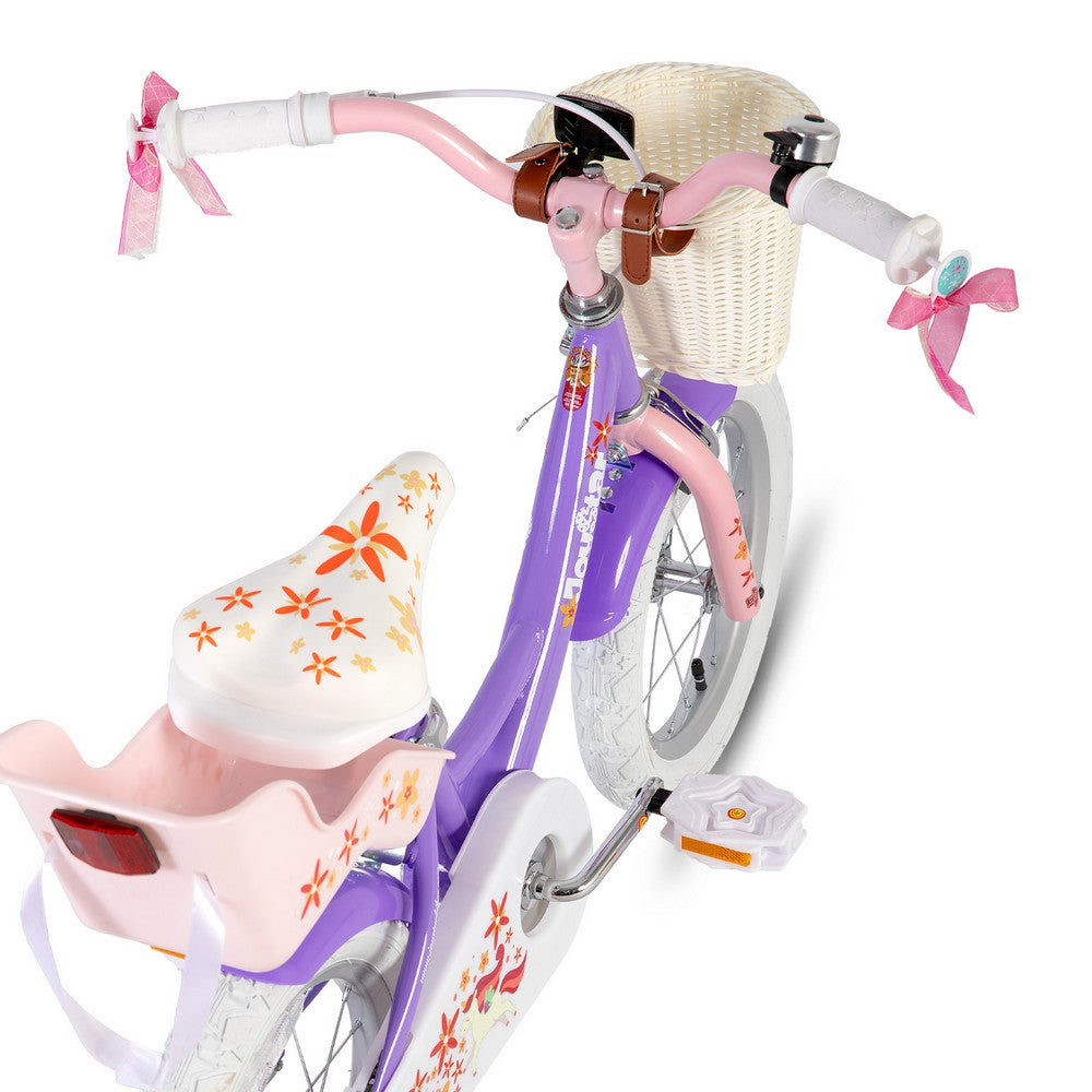 JOYSTAR Unicorn Girls Bike with Doll Carrier