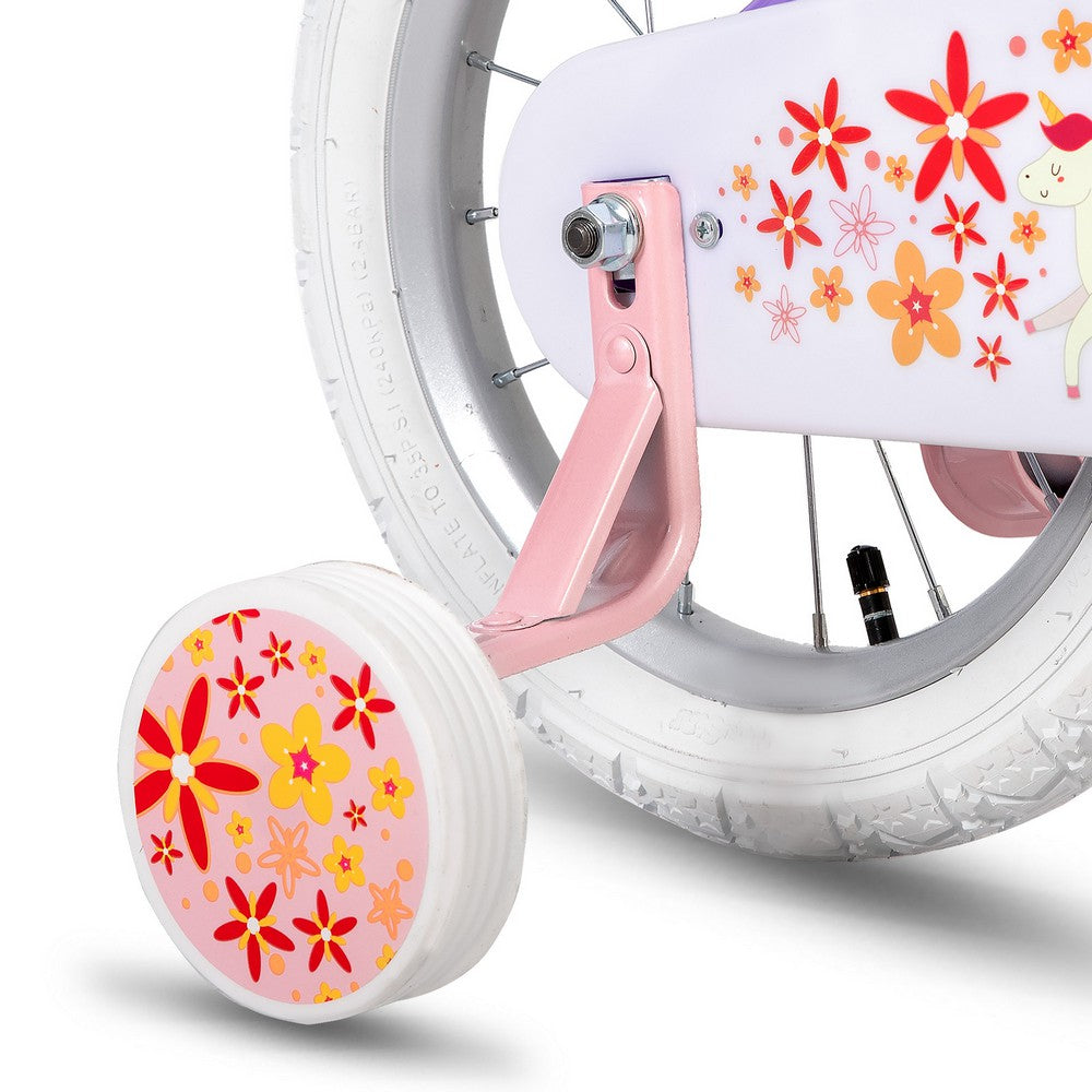 JOYSTAR Unicorn Girls Bike with Doll Carrier