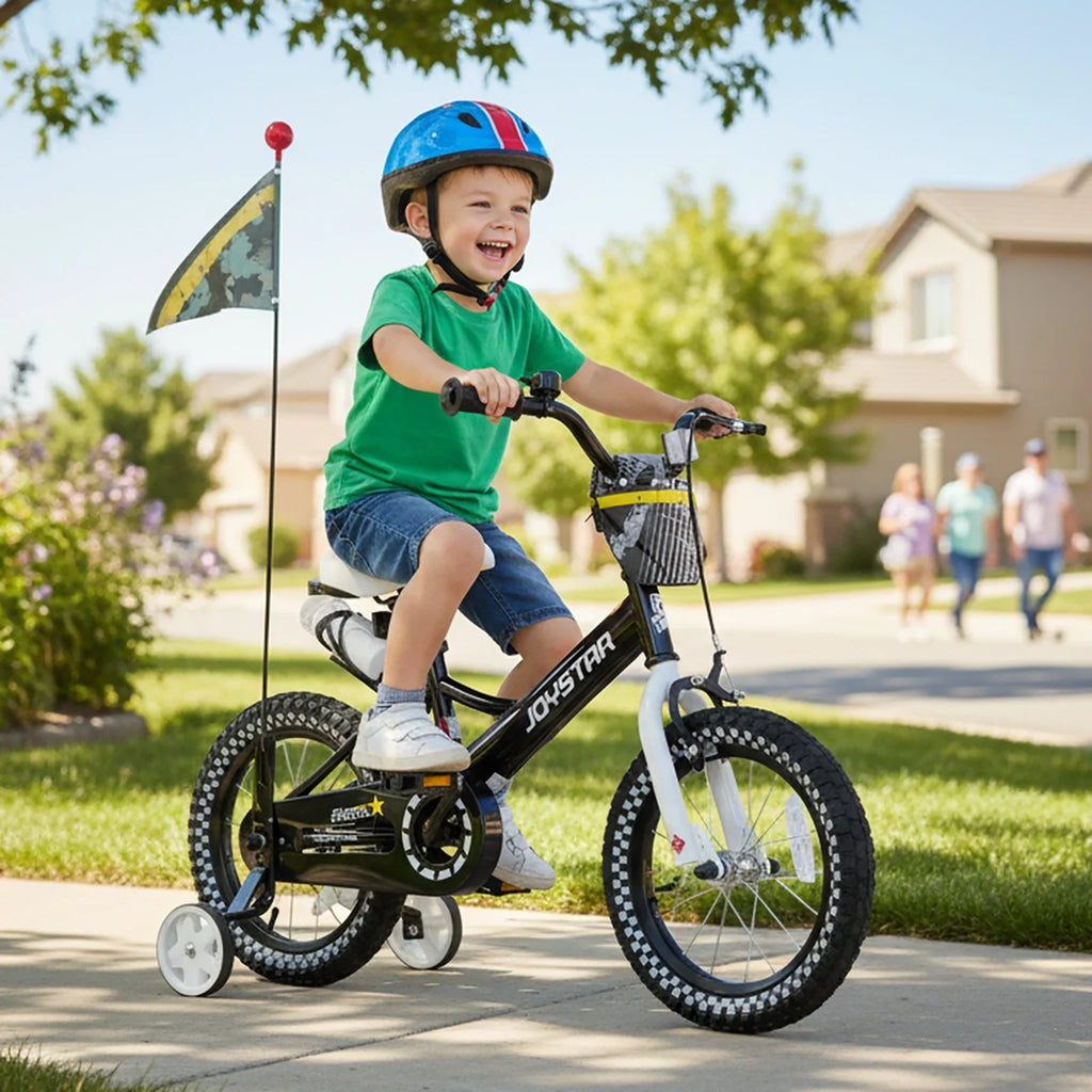 JOYSTAR Little Rock Kids Bike for Boys 2-7 Years - Bike Flag - Number Plate