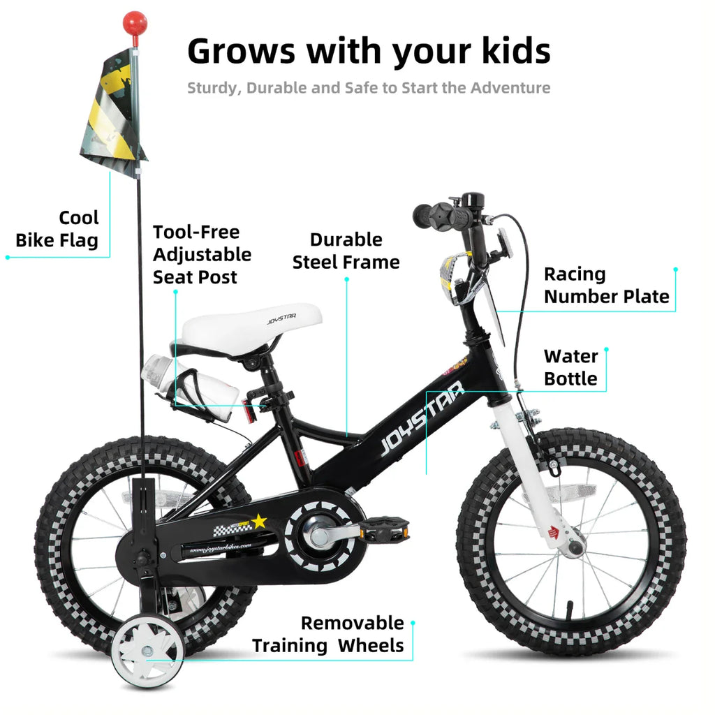 JOYSTAR Little Rock Kids Bike for Boys 2-7 Years - Bike Flag - Number Plate