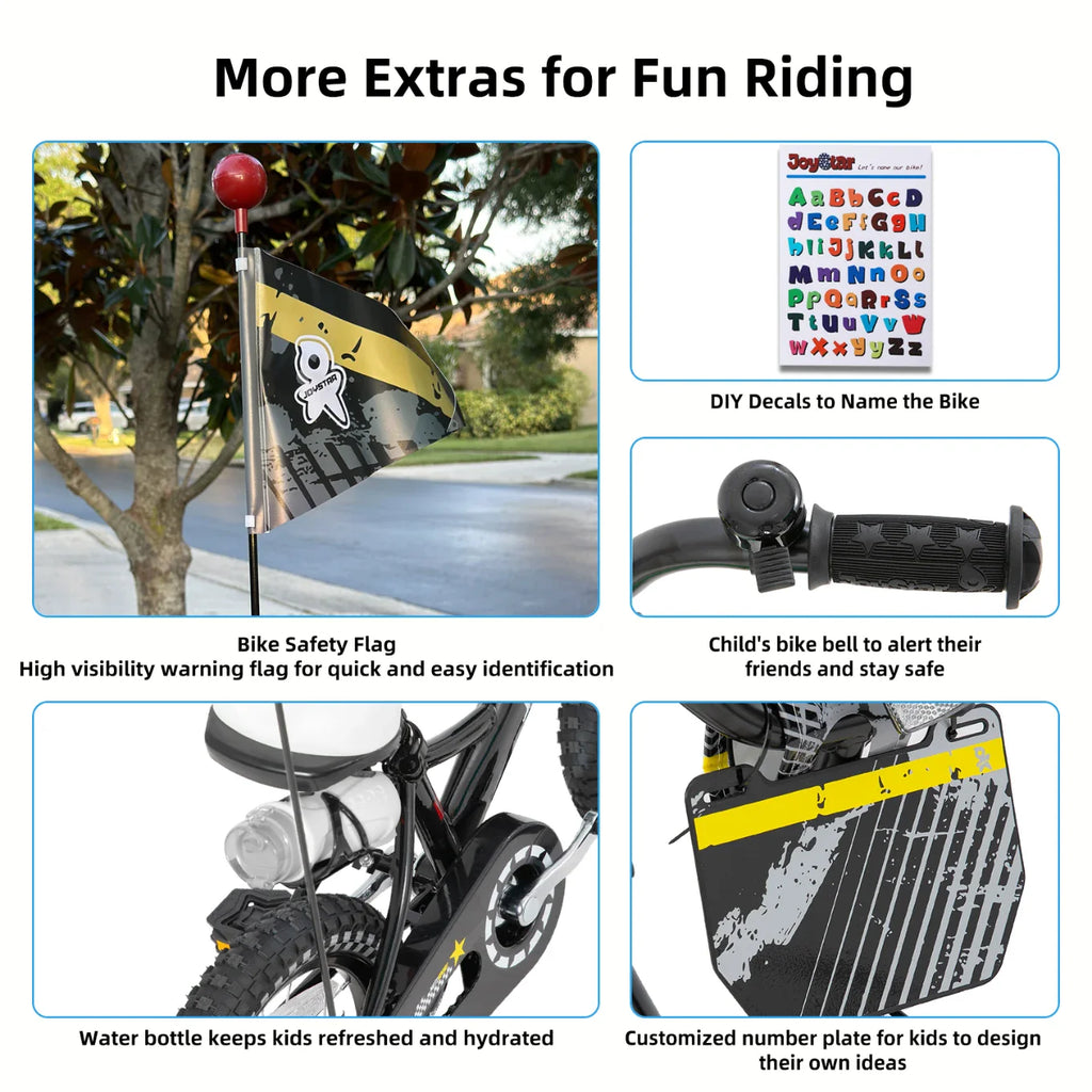 JOYSTAR Little Rock Kids Bike for Boys 2-7 Years - Bike Flag - Number Plate
