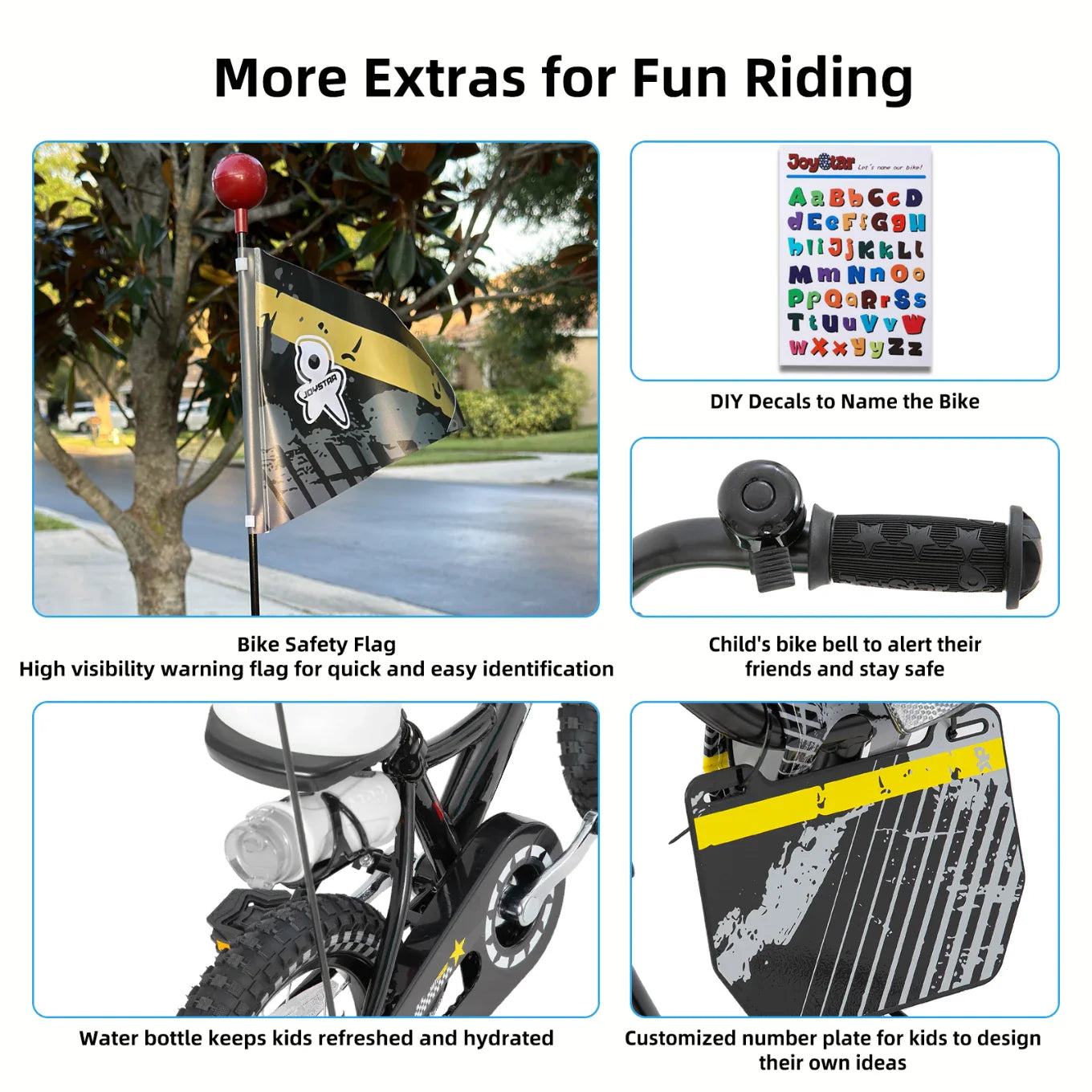 JOYSTAR Little Rock Kids Bike for Boys 2-7 Years - Bike Flag - Number Plate