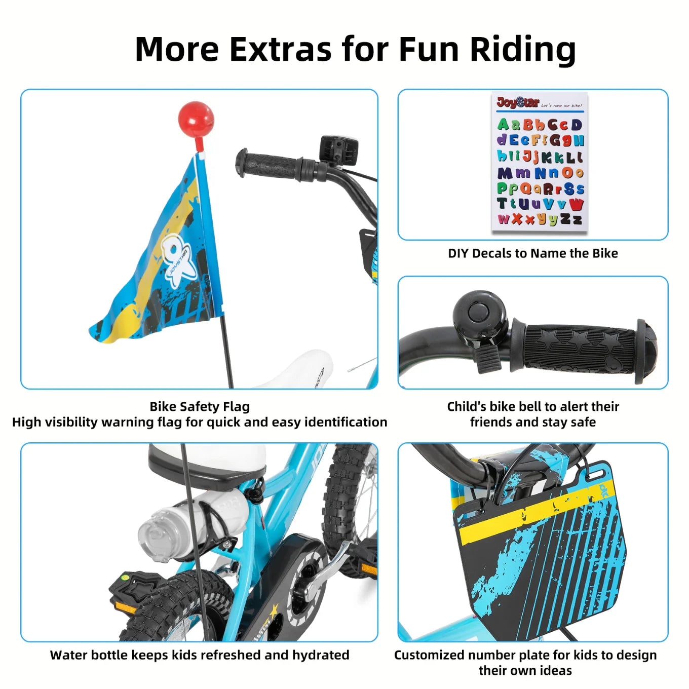JOYSTAR Little Rock Kids Bike for Boys 2-7 Years - Bike Flag - Number Plate