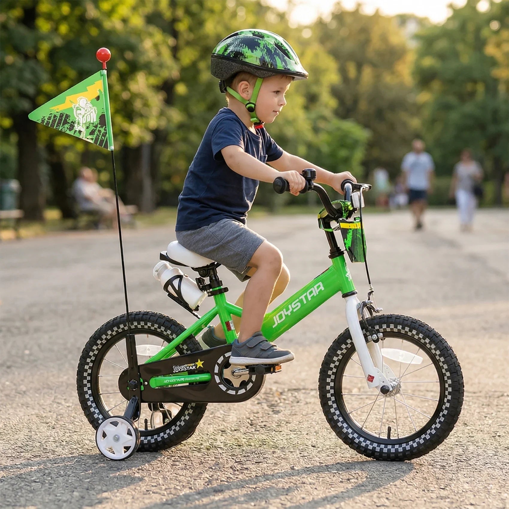 JOYSTAR Little Rock Kids Bike for Boys 2-7 Years - Bike Flag - Number Plate