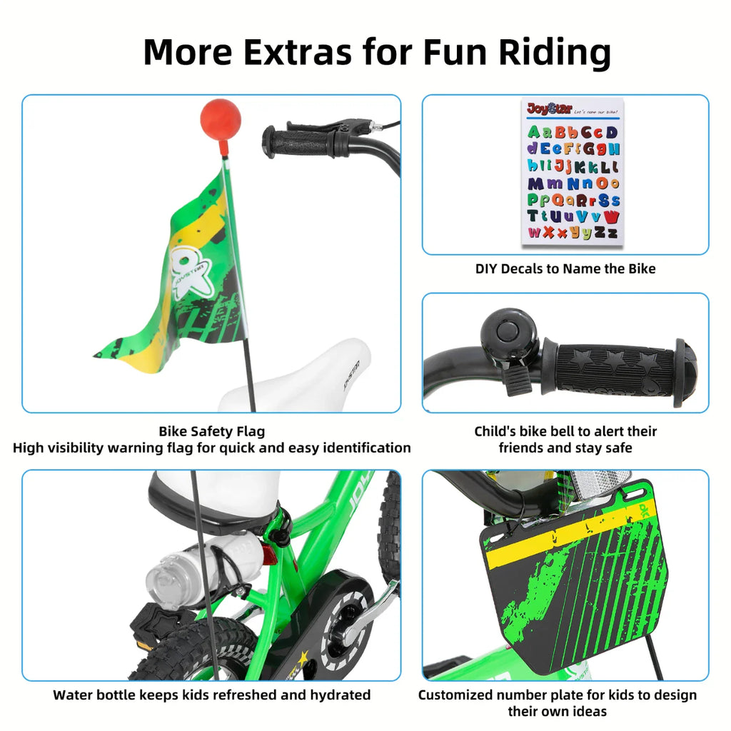 JOYSTAR Little Rock Kids Bike for Boys 2-7 Years - Bike Flag - Number Plate