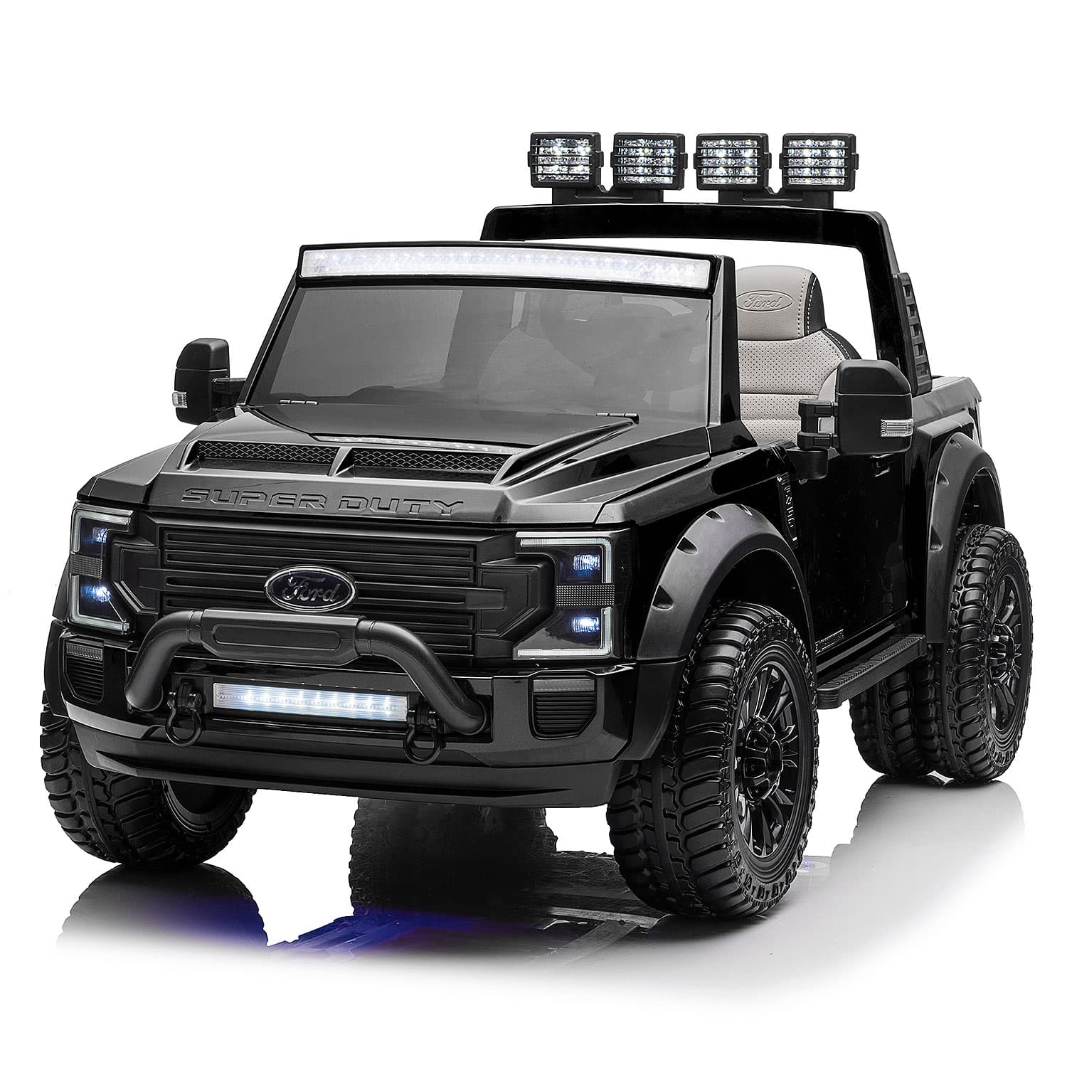 Ford F450 Custom Edition 24V Kids Ride-On Car Truck with R/C Parental Remote | Black