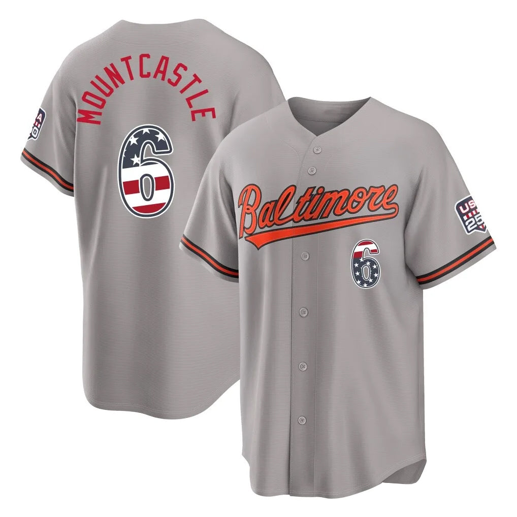 Baltimore Orioles #6 Ryan Mountcastle Player Gray USA 250 Fourth of July Home Game Stitched Baseball Jersey