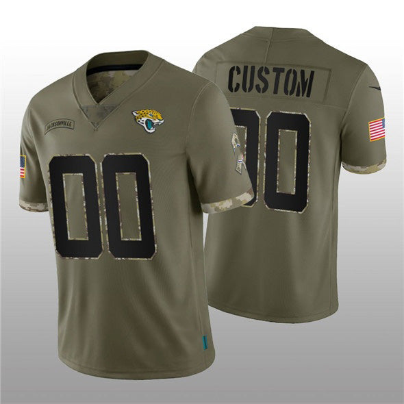 Custom J.Jaguars ACTIVE PLAYER 2022 Olive Salute To Service Limited Stitched Jersey