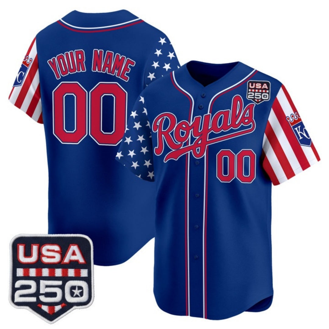 Custom Kansas City Royals America 250 Edition Vapor Premier Limited Royal Stitched Baseball Jersey
