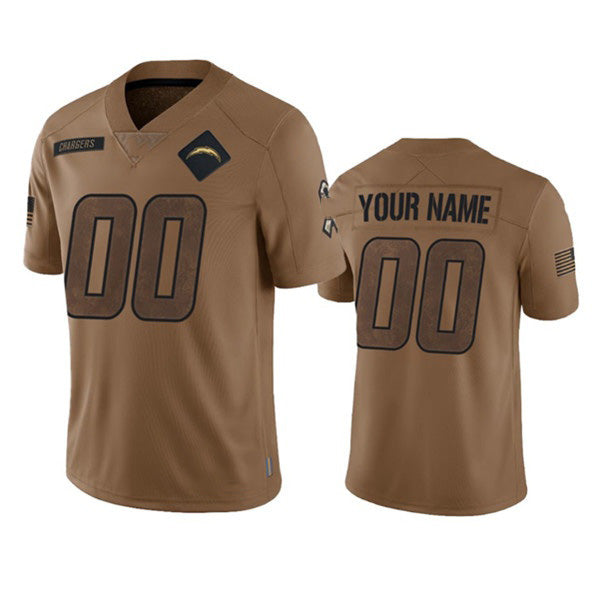 Custom LA.Chargers Active Player 2023 Brown Salute To Service Limited Stitched Jersey