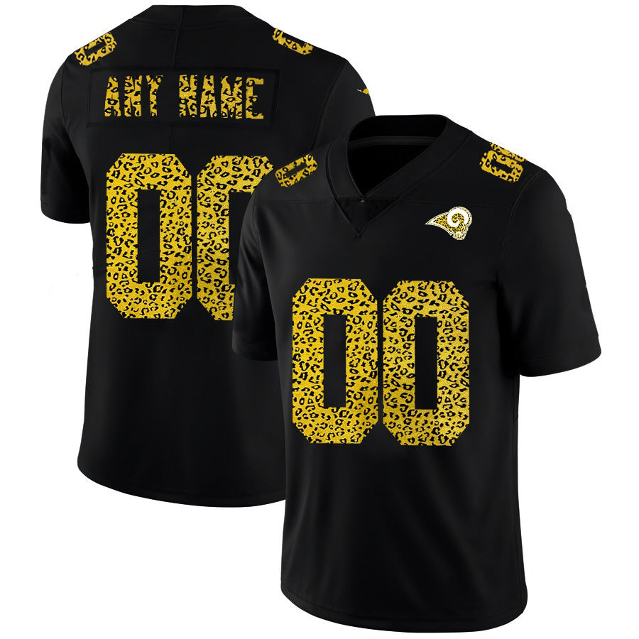 Custom LA.Rams Black Leopard Print Fashion Vapor Limited Jersey