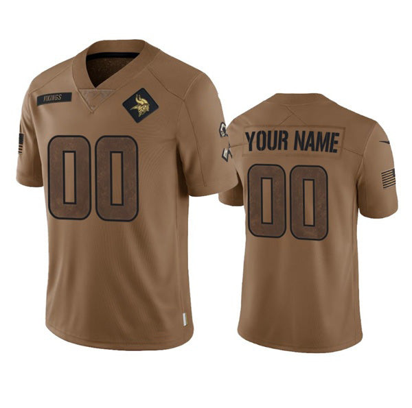 Custom MN.Vikings Active Player 2023 Brown Salute To Setvice Limited Stitched Jersey