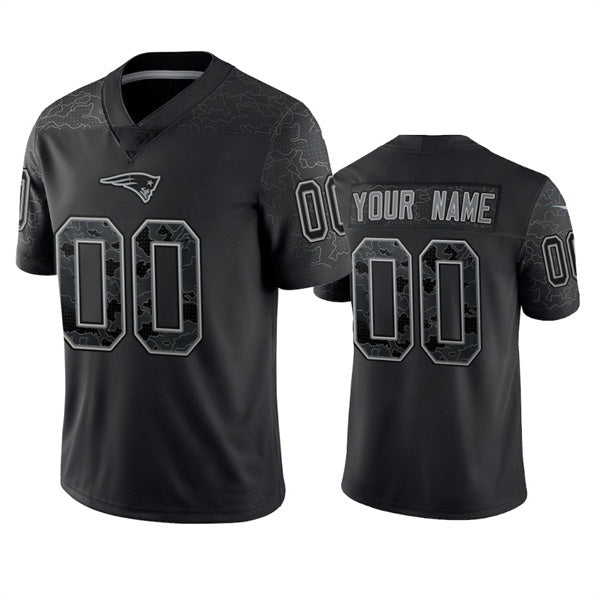 Custom NE.Patriots Active Player Black Reflective Limited Stitched Jersey